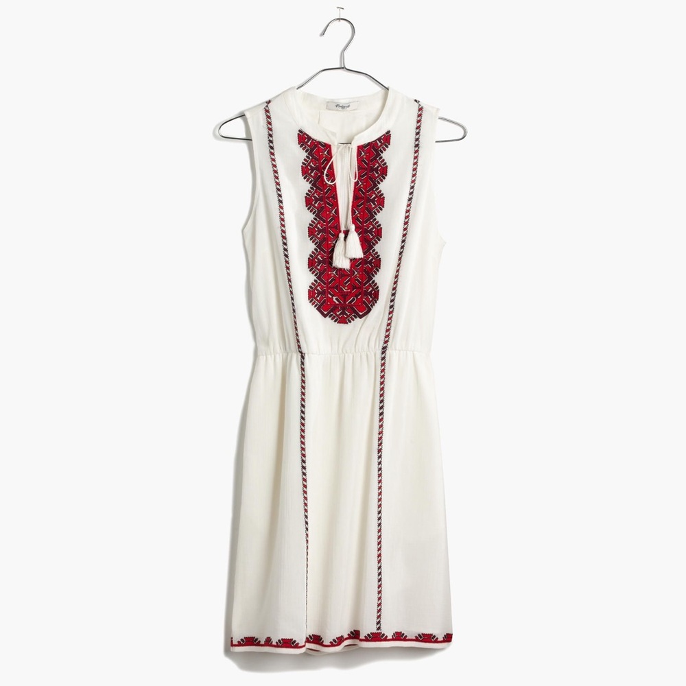 Madewell Embroidered Tassel Dress NWOT 8